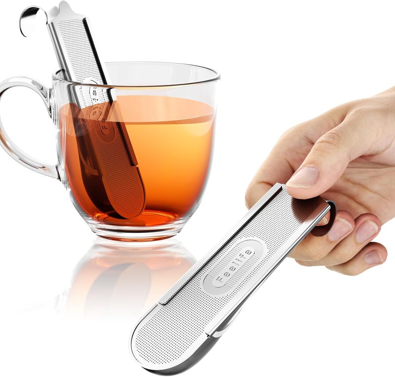 FEELLiFE Tea Infuser for Loose Leaf Tea, 2-in-1 Tea Scoop Infuser Fine Mesh Tea Strainers for Loose Tea Single Cup, 304 Stainless Steel Loose Leaf Tea Steeper - Image 1